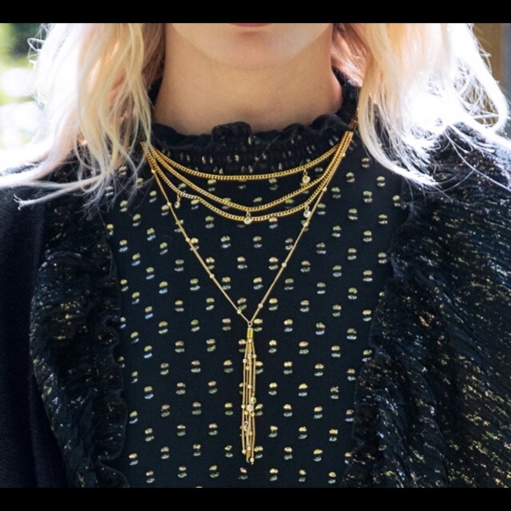 New Gold Layered Necklace Ettika Chloe Gold Tassel Necklace - Picture 8 of 12